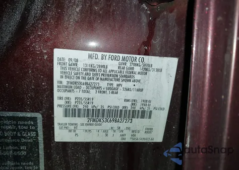 2009 Ford Flex Limited from USA, damaged, VIN 2FMDK53C69BA27273